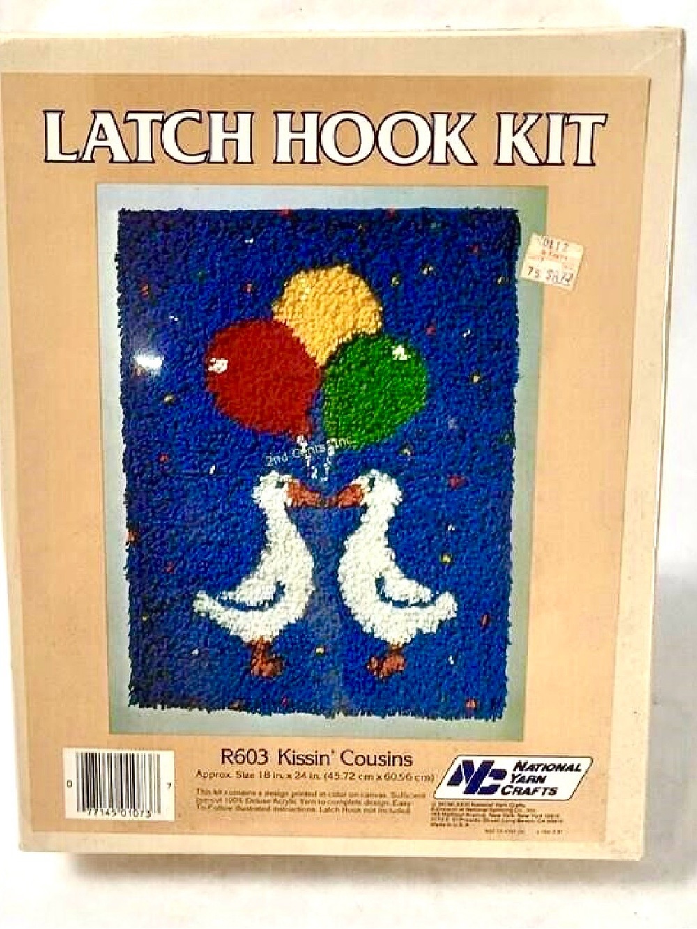NEW VTG Kissing Cousins Ducks Latch Hook Kit, 18x24 Sealed Box, Retro Decor